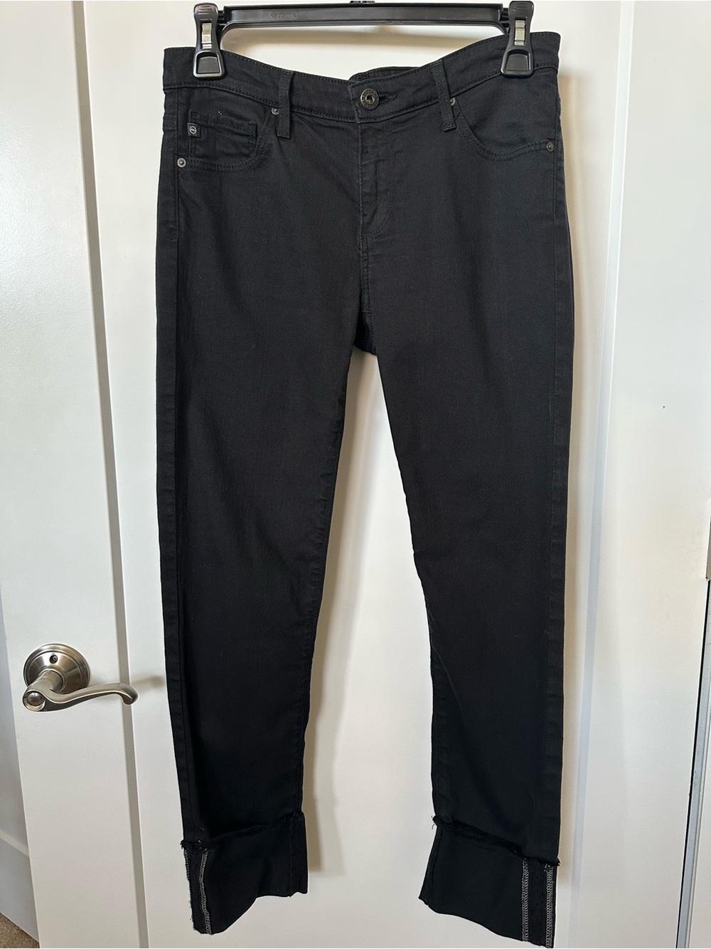 AG Adriano Goldschmied Black High-Rise Cuffed Jeans Petite